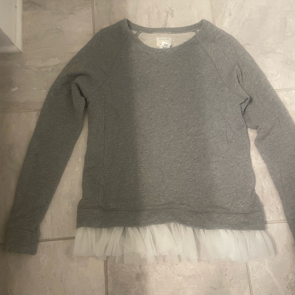CrewCuts Gray Tulle Hem Sweatshirt Girls | Size 16 |